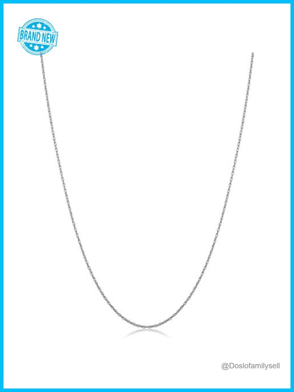 10k White Gold Rope Chain Necklace Thin Lightweight Women's Jewelry